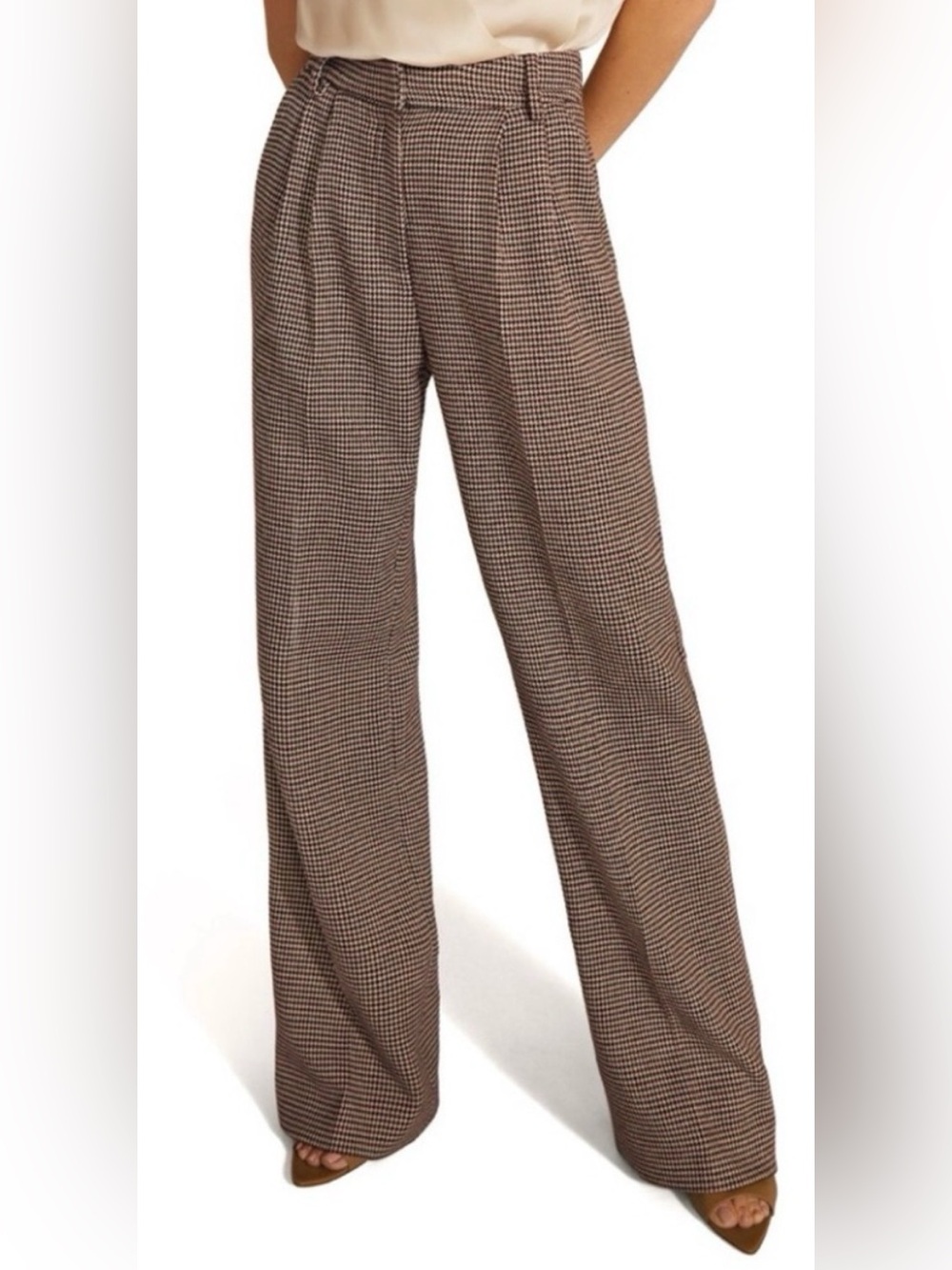 Favorite Daughter Houndstooth Wide-Leg Pants - Brown/Black